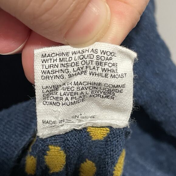 Twee Mansted Womens Textured Knit Cardigan Sweater Size Medium Blue Polka Dots - Picture 8 of 8